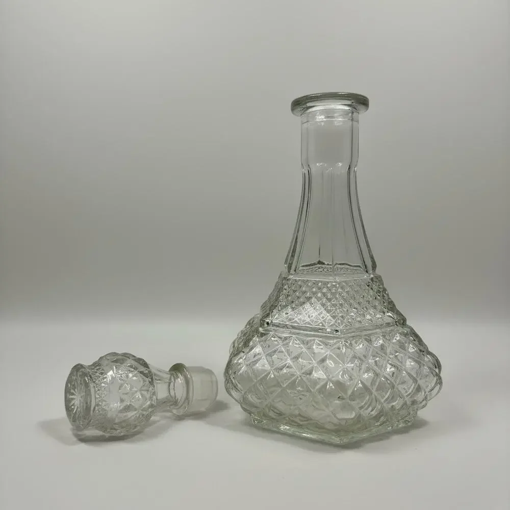 Vintage Anchor Hocking Wexford Decanter & 7 Rocks Glasses-Barware-Whiskey Set